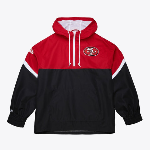 M&N 49ers Tie Breaker Lightweight Anorak - Blk/Red