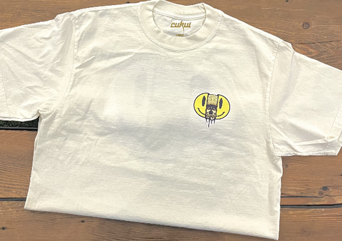 EKOJ x Cukui: Happy Face  Oversize Heavyweight Tee - Off White