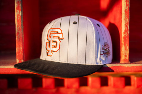 SF Pinstripe Snapback Hat - White/Black