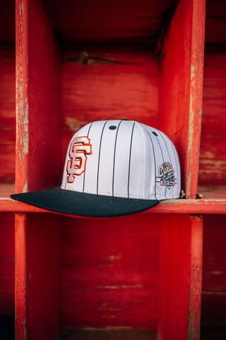 SF Pinstripe Snapback Hat - White/Black