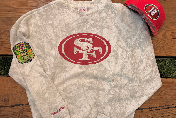 SF 49ers Ghosted Crewneck Sweater - White/Grey