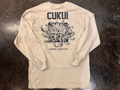 Chrysanthemum Long Sleeve Tee - Khaki Sand