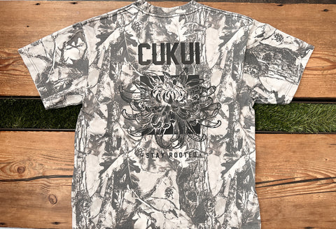 Cukui Chrysanthemum Oversized Box Tee - Vintage Grey Camo