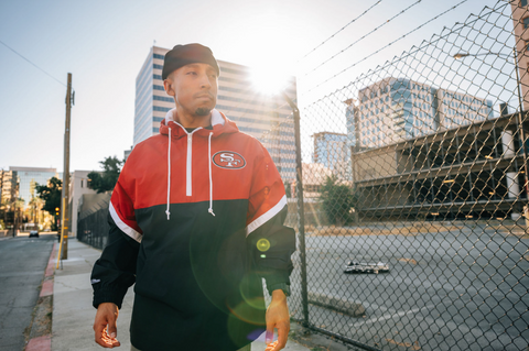 M&N 49ers Tie Breaker Lightweight Anorak - Blk/Red