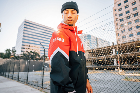 M&N 49ers Tie Breaker Lightweight Anorak - Blk/Red