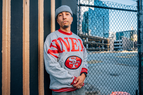 49ers Full Field Satin Vintage Fleece - Grey/Red
