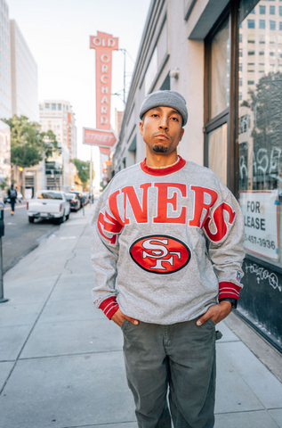 49ers Full Field Satin Vintage Fleece - Grey/Red