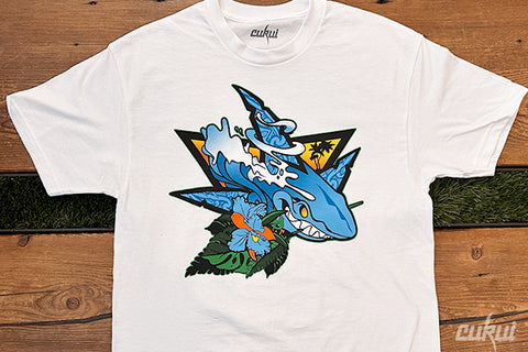 Tropical Shark Tee - White