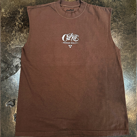 Cukui Crest Garment-Dyed Muscle Tee - Mocha