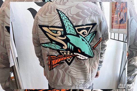 Cukui x Baysiq Native Shark Rice Fields Hoodie - Grey