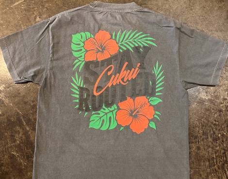 Floral Rooted Garment Dyed Tee - Shadow Black