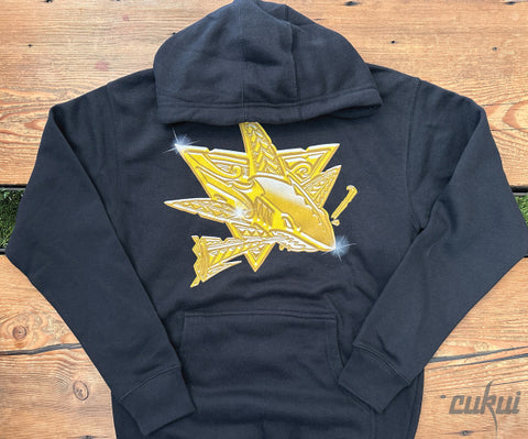 Gold Native Shark 25' Pullover Hoodie - Black