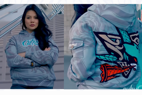 Cukui x Baysiq Native Shark Rice Fields Hoodie - Grey