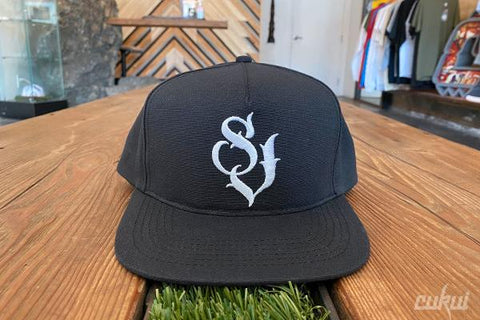 SJ Black Snapback Hat - Black/White