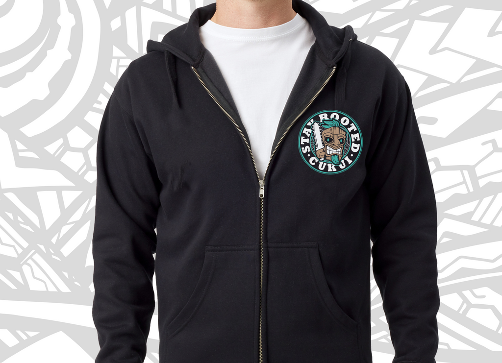 Tiki Warrior Fleece Zip - Black