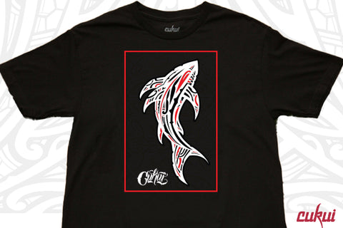 Tribal Shark Tee - Black